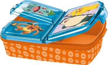 Pokémon broodtrommel - broodtrommel met 3 vakken voor kinderen - Pikachu, Snorlax, Charizard en Bulbasaur