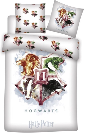 Harry Potter beddengoed - 140x200 cm - Paars Zweinstein wapenschild - 2-in-1 beddengoedset - Dekbed in 100% katoen