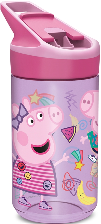 Peppa Pig - Drinkfles met flipfunctie en rietje - Peppa en George Pig