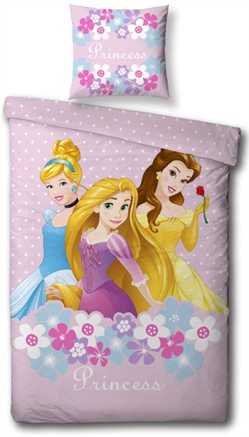 Prinsessen junior beddengoed 100x140 cm - Disney prinsessen beddengoedset - 2-in-1 ontwerp - 100% katoen