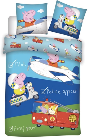 George Pig junior beddengoed 100x140 cm - George Pig op pad - 2-in-1 ontwerp - 100% katoen