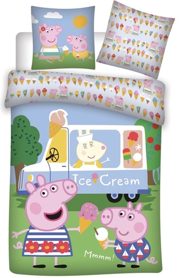 Peppa Pig junior beddengoed 100x140 cm - Peppa en George Pig - IJsje - 100% katoen