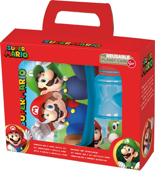 Super Mario lunchbox en drinkfles - lunchboxset in 2 delen voor kinderen - Super Mario en Luigi