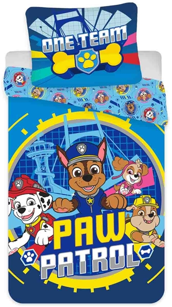 Paw Patrol beddengoed - Junior 100x140 cm - One team - 2 in 1 ontwerp - 100% katoenen set