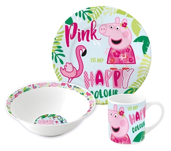 Peppa Pig servies voor kinderen in keramiek - 3-delige eetset voor kinderen - Peppa en George Pig