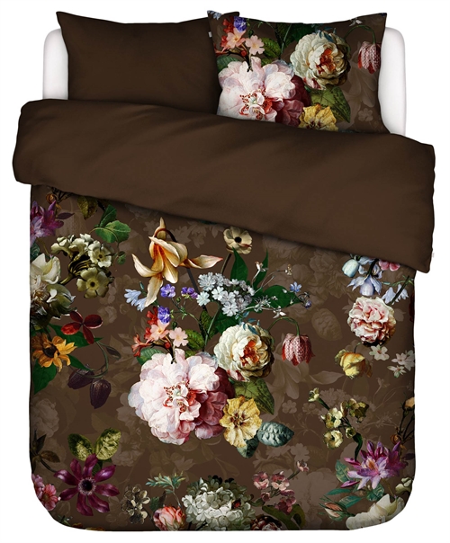 Essenza beddengoed - 200x220 cm - 100% katoen satijn bedset - Fleur Chocolate bedlinnen