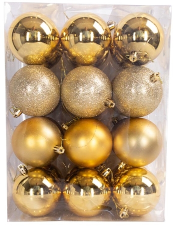 Kerstballen - Goud - Verpakking van 24 stuks Afmeting: 8 cm in doorsnee