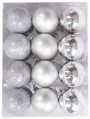 Kerstballen - Zilver - Pak van 24 stuks Diameter: 6 cm