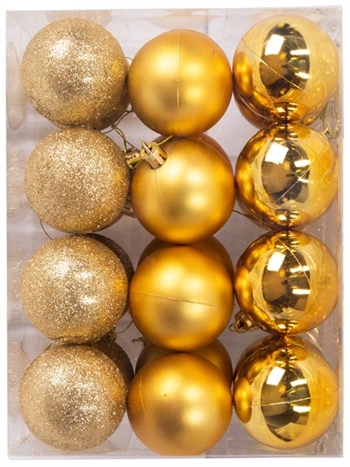 Kerstballen - Goud - Verpakking van 24 stuks Diameter: 6 cm