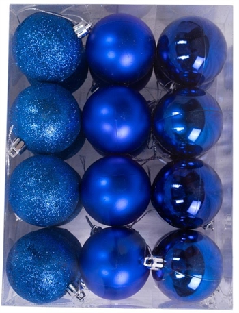 Kerstballen - Blauw - Verpakking van 24 stuks Diameter: 6 cm