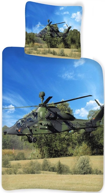 Beddengoed 140x200 cm - Militaire helikopter - Dekbedovertrek van 100% katoen - Kinderbeddengoed