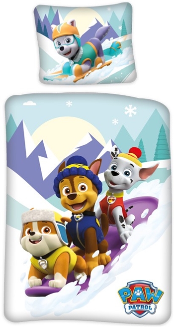 Paw Patrol junior beddengoed 100x140 cm - Paw Patrol beddengoedset junior - Sneeuw - 2 in 1 - 100% katoen