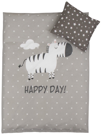 Grijs Junior beddengoed 100x140 cm - Beddengoedset met zebra junior - Grijs - 2 in 1 design - 100% katoen