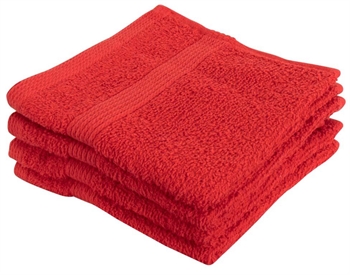 Washandje - 30x30 cm - 4-pak - Rood - 100% katoen - washandjes van By Borg