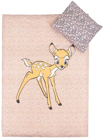 Junior beddengoed 100x140 cm - beddengoedset Bambi en bloemen - 2 in 1 design - 100% katoen