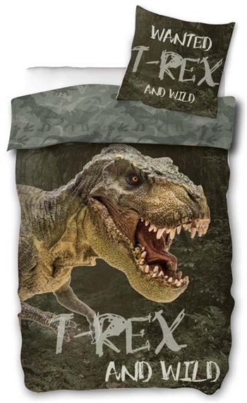 Beddengoed 140x200 cm - T-rex dinosaurus beddengoed - 2-in-1 design - Kinderbeddengoed van 100% katoen