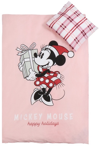 Kerst beddengoed junior - 100x140cm - Minnie Mouse - Kerstmotief Roze - 100% katoen