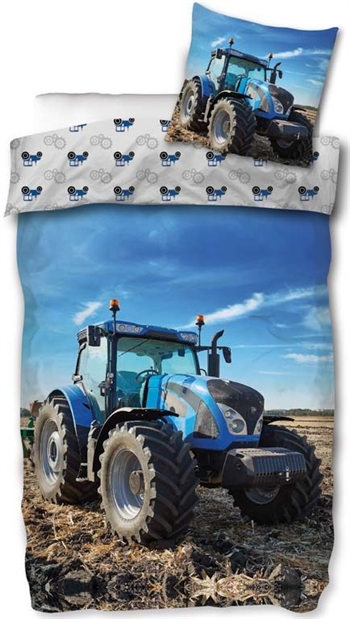 Tractor beddengoed - 140x200 cm - Omkeerbare set met blauwe tractor - 100% katoen - Prachtig beddengoed voor kinderen