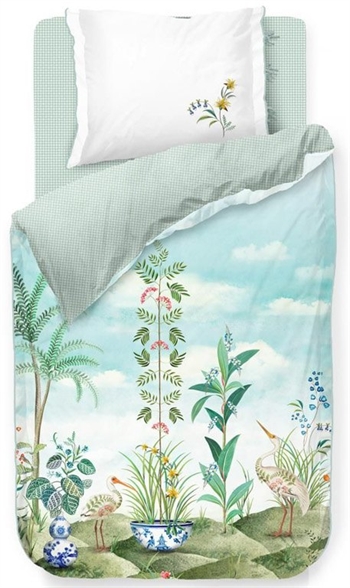 Bloemen beddengoed - 140x220 cm - Jolie white - Beddengoedset met 2 in 1 ontwerp - 100% katoen - Pip studio beddengoed