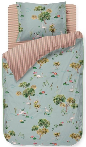 Pip Studio beddengoed - 140x200 cm - Little Swan beddengoedset - 2-in-1 design - Dekbedovertrek van 100% katoen.