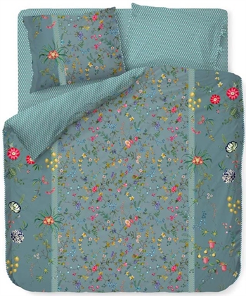 Bloemen beddengoed 200x220cm - Petites Fleurs - Blauw beddengoed tweepersoons dekbed - 2 in 1 design - 100% katoen - Pip Studio