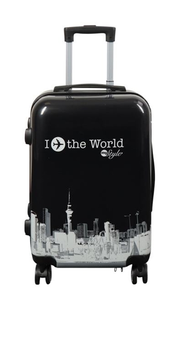 Handbagage koffer - Hardcase lichtgewicht koffer - Trolley met motief - New York city - Zwart