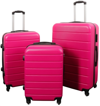 Kofferset - 3 stuks - Exclusieve hardcase goedkope koffers - Roze met strepen