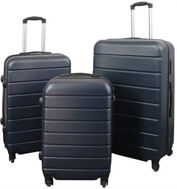 Kofferset - 3 stuks - Exclusieve hardcase goedkope koffers - Donkerblauw met strepen