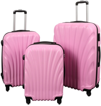 Kofferset - 3 stuks - Praktische hardcase kofferset - Schelp roze