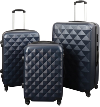 Koffers - set van 3 stuks. - Exclusieve hardcase kofferset te koop - Diamant donkerblauw