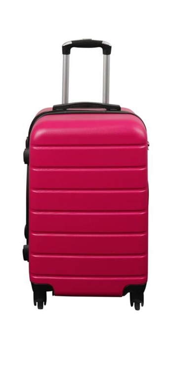 Handbagage koffer - Hardcase lichtgewicht koffer aanbieding - Met 4 wielen - Roze streep