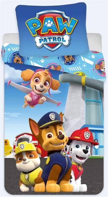 Paw Patrol beddengoed - Junior 100x140 cm - 2 in 1 ontwerp - 100% katoenen beddengoedset