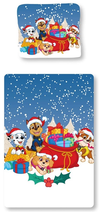 Kerst beddengoed 140x200 cm - Paw Patrol beddengoed - Winter Wonderland - 2-in-1 design - Beddengoedset van 100% katoen