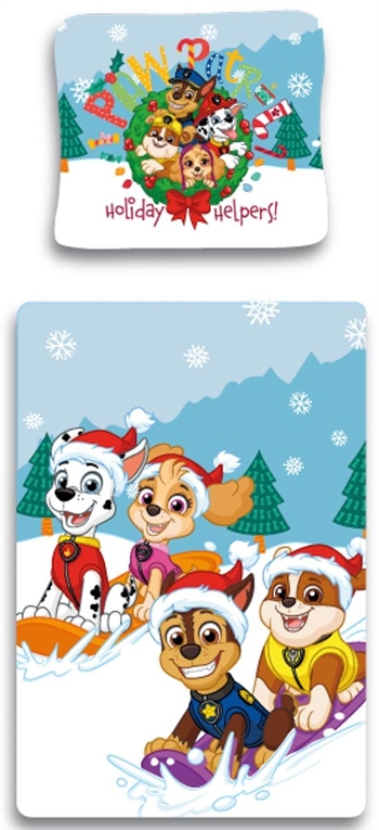 Kerst beddengoed 140x200 cm - Paw Patrol beddengoed - Holiday Helpers - 2-in-1 design - Beddengoedset van 100% katoen