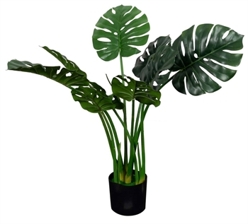 Kunstplant Fingerphilodendron - Hoogte 80 cm - Vol met groene bladeren - Kunst vloerplant