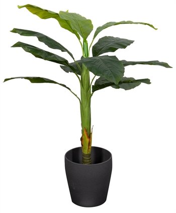 Kunst Bananenplant - Hoogte 100 cm - 1 stam met groene bladeren - Kunstvloerplant