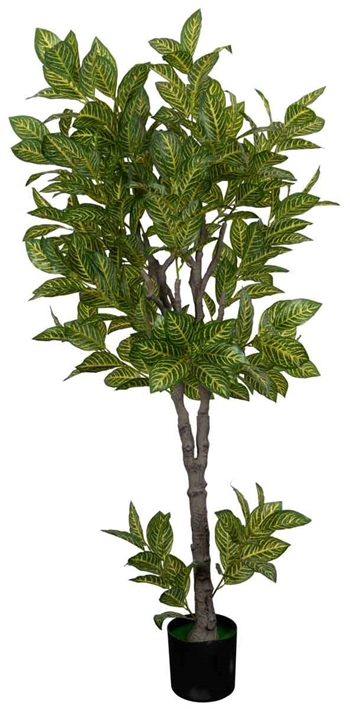 Groene croton kunstboom - Hoogte 180 cm - Grote en decoratieve bladeren - Kunstplant voor de vloer