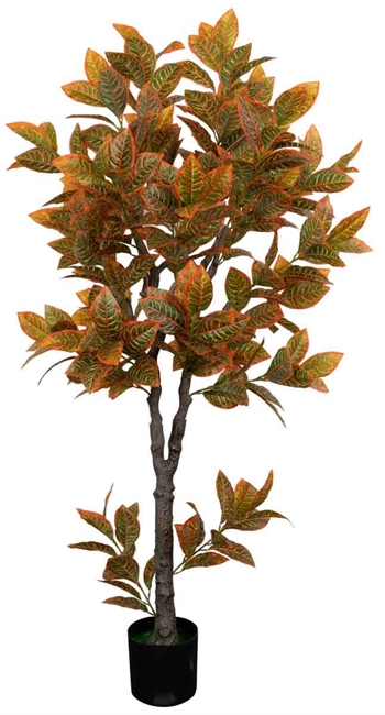 Kunst Oranje Croton Boom - 180 cm hoog - Grote en decoratieve bladeren - Kunstplant voor de vloer