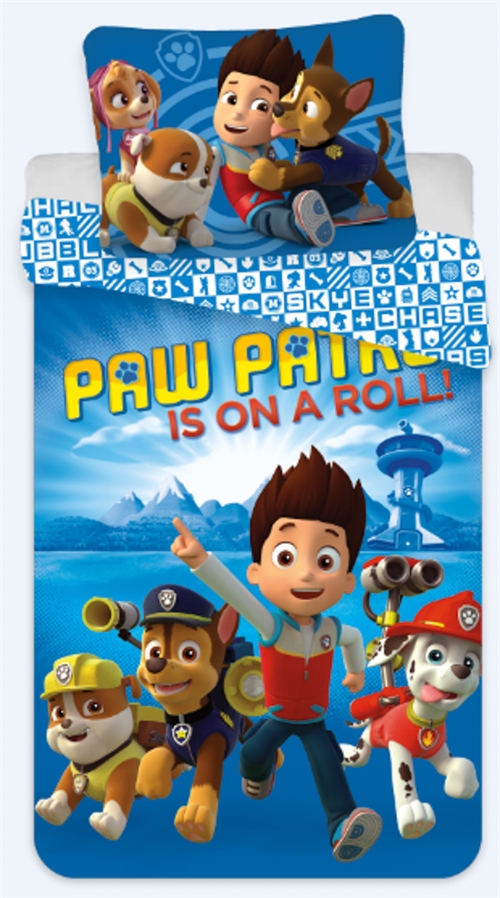 Paw Patrol beddengoed - 140x200 cm - Is on a roll Paw Patrol - Omkeerbaar ontwerp - Beddengoedset van 100% katoen