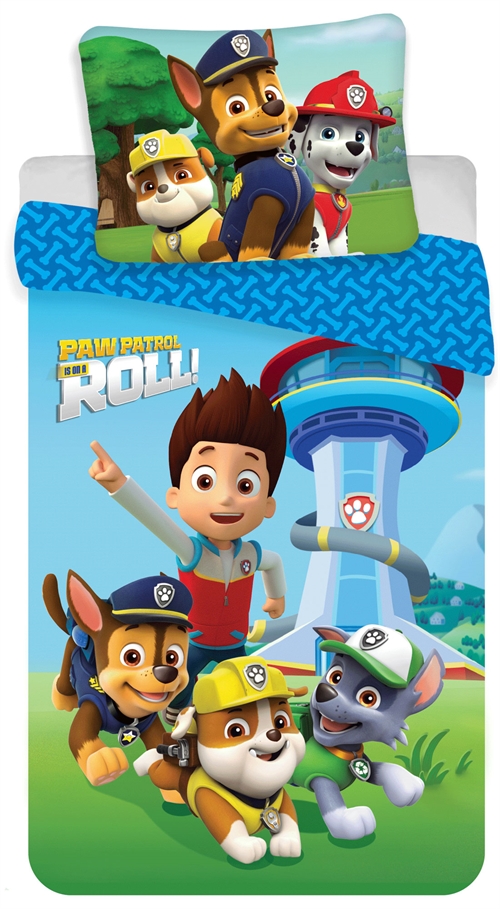 Paw Patrol beddengoed - 140x200 cm - Is on a roll Paw Patrol - Omkeerbaar ontwerp - Beddengoedset van 100% katoen