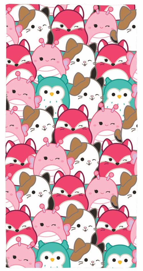 Squishmallows handdoek - 70x140 cm - Kinderhanddoek met Squishmallows - Badhanddoek 100% Katoen