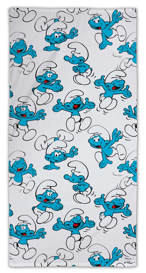 De Smurfen handdoek - 70x140 cm - Kinderhanddoek met De Smurfen - Badhanddoek 100% Katoen