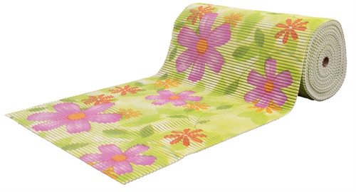 Antislip badmat - Per meter - Groen met bloemen - 65 cm breed - Multifunctionele mat voor natte ruimtes