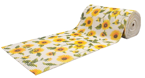 Antislip badmat - Per meter - Wit met zonnebloemen - 65 cm breed - Multifunctionele mat voor natte ruimtes