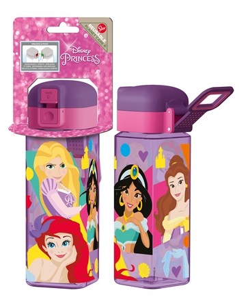 Disney Prinsessen drinkfles - met vergrendelbare flip-functie - Sneeuwwitje, Rapunzel, Ariël, Jasmijn, Belle en Assepoester