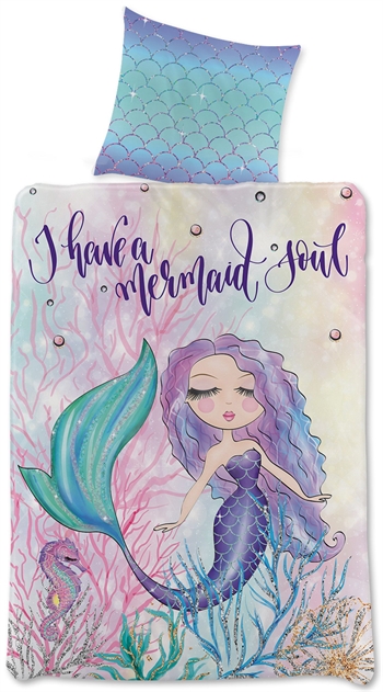 Zeemeermin beddengoed 140x200 cm - Mermaid soul - Beddengoedset met 2-in-1 ontwerp - Kinderbeddengoed van 100% katoen