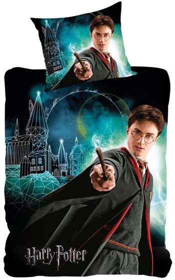 Beddengoed 140x200 cm - Harry Potter - Lichtgevend zwart beddengoed - 2 in 1 - Kinderbeddengoed van 100% katoen