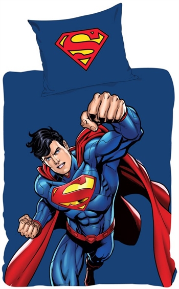 Beddengoed 140x200 cm - Superman Power - Dekbedovertrek met 2 designs - 100% katoenen beddengoedset