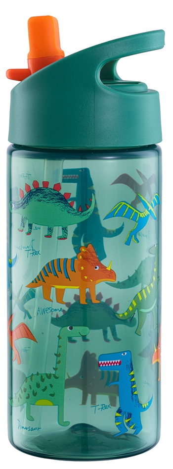 Dinosaurussen - Drinkfles met flipfunctie en rietje - Groen met dinosaurussen