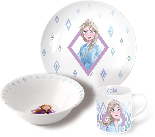 Frozen kinderservies in keramiek - 3-delige eetset voor kinderen - Anna en Elsa